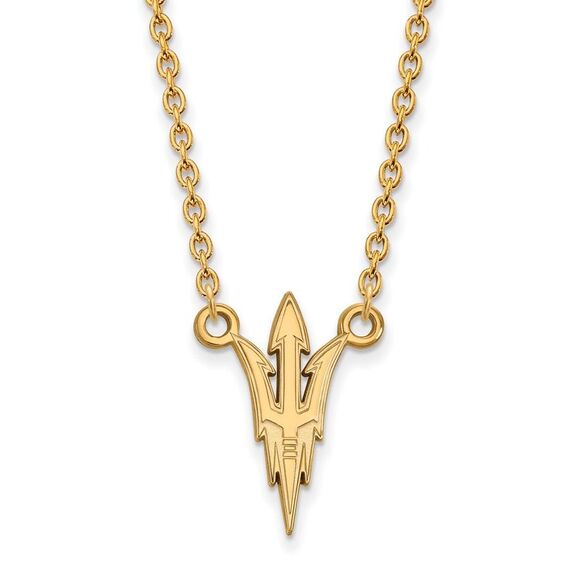 14k Gold Plated Silver Arizona State Lg Trident Pendant Necklace